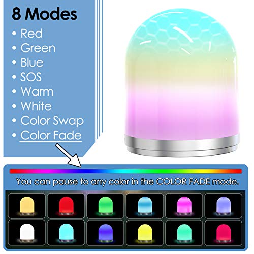 Luz de Noche LED, USB Recargable Lámparas de Mesa, Portátil Regulable Luz Calida, Cambio de color RGB Iluminación infantil Nocturna para Dormitorio de Niños, Cámping (Control remoto Y Temporizador)