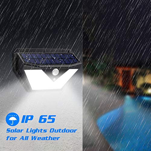 Luz Solar Exterior,【4Pack-136LED-2000mAh】Trswyop Foco Solar Exterior con Sensor de Movimiento Luces led con Gran Ángulo de Iluminación 270ºLámpara Solar Impermeable IP65 para Jardín