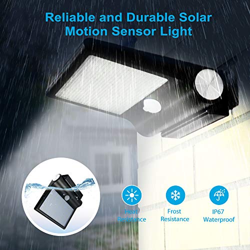 Luz Solar Exterior,M-T-K [Versión Desmontable Magnética] Foco Solar Potente con Sensor de Movimiento y 3 Modos de Lluminación Lámpara Solar Exterior Lmpermeable Luces Solares Jardín 2-Paquete