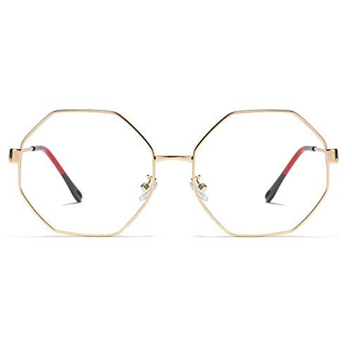 Lvminhm Marco de Gafas Hombres Gafas cuadradas de miopía Anteojos recetados Nuevas Mujeres Medio Marco óptico Hombre Gafas Coreanas,C1gold/Clear