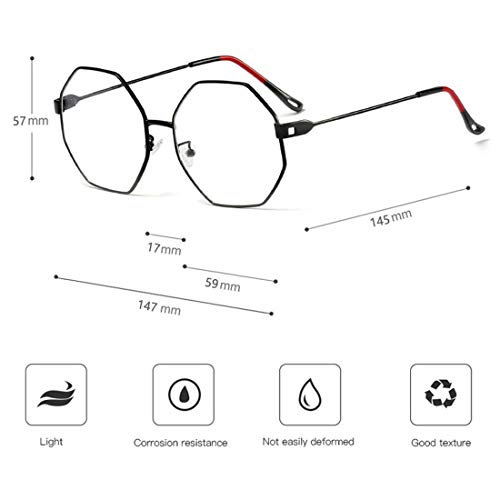 Lvminhm Marco de Gafas Hombres Gafas cuadradas de miopía Anteojos recetados Nuevas Mujeres Medio Marco óptico Hombre Gafas Coreanas,C1gold/Clear