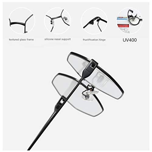 Lvminhm Marco de Gafas Hombres Gafas cuadradas de miopía Anteojos recetados Nuevas Mujeres Medio Marco óptico Hombre Gafas Coreanas,C1gold/Clear