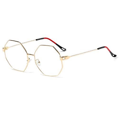Lvminhm Marco de Gafas Hombres Gafas cuadradas de miopía Anteojos recetados Nuevas Mujeres Medio Marco óptico Hombre Gafas Coreanas,C1gold/Clear