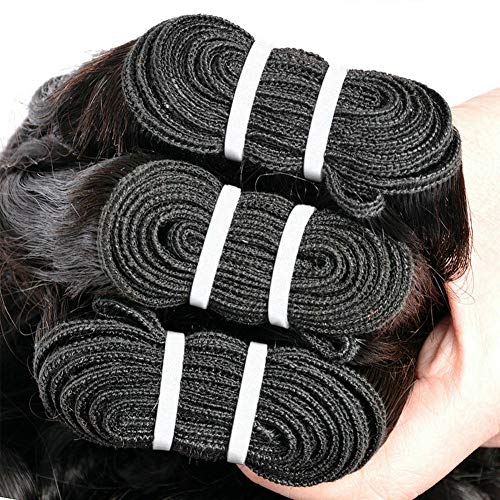 LVY pelo natural humano con closure pelo humano natural brasileño con closure pelo natural 3 bundle water wave hair con lace closure extensiones de cabello natural rizadas 18 20 22+16 Pulgada