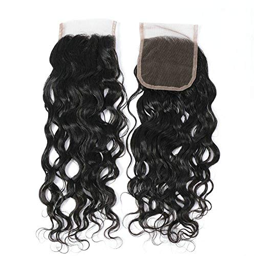 LVY pelo natural humano con closure pelo humano natural brasileño con closure pelo natural 3 bundle water wave hair con lace closure extensiones de cabello natural rizadas 18 20 22+16 Pulgada