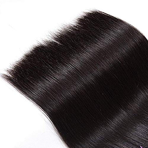 LVY Pelo Natural Humano Derecho Pelo Natural Humano Brasileño Con Closure Extension Cabello Humano 10 12 14+10 pulgada