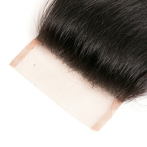 LVY Pelo Natural Humano Derecho Pelo Natural Humano Brasileño Con Closure Extension Cabello Humano 10 12 14+10 pulgada