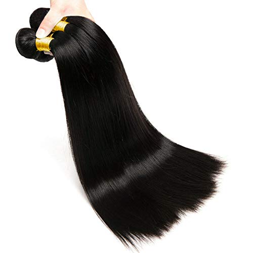 LVY Pelo Natural Humano Derecho Pelo Natural Humano Brasileño Con Closure Extension Cabello Humano 10 12 14+10 pulgada