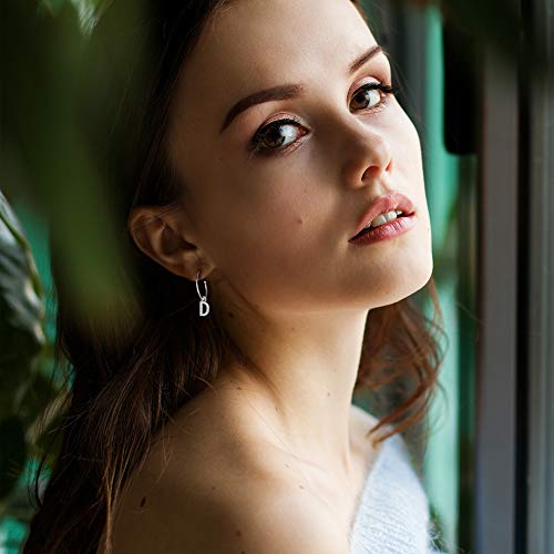 Lydreewam Pendientes aro Colgantes De Letra D Plata de Ley 925 con 3A circonia cúbica para Mujer, diámetro 20mm (una pieza, no un par)