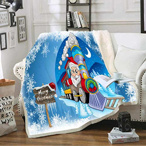 LYDXD Santa Claus Fleece Throw Blanket Snowflake Merry Christmas Coral Manta para El Hogar para Niños Ropa De Cama Cálida 100x150cm
