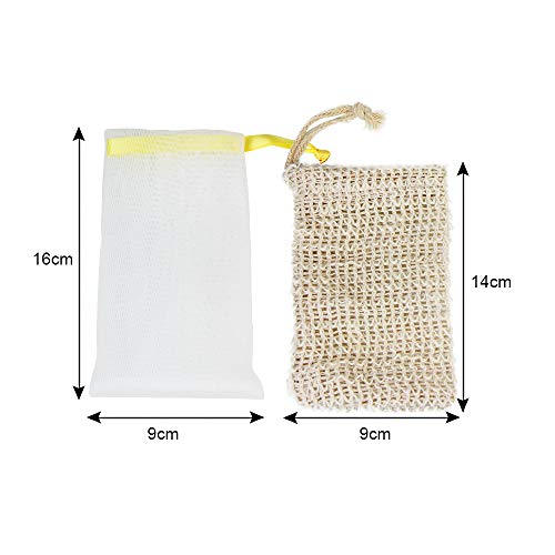 LYTIVAGEN 8Pcs Bolsa de Jabón de Sisal, Bolsita de Jabón Orgánico, Malla de Jabón de Nylon (sin BPA) para Baño y Ducha, Bolsa de jabón para Espumar y Secar Jabón (2 Sisal, 6 Nylon)