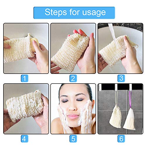 LYTIVAGEN 8Pcs Bolsa de Jabón de Sisal, Bolsita de Jabón Orgánico, Malla de Jabón de Nylon (sin BPA) para Baño y Ducha, Bolsa de jabón para Espumar y Secar Jabón (2 Sisal, 6 Nylon)
