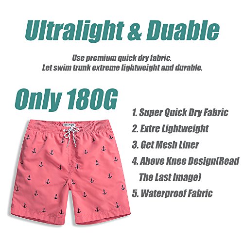 MaaMgic Trajes de Baño para Hombres Bañador para Vacaciones en la Playa Secado Rápido Piscina Nadar Rosa Ancla XL