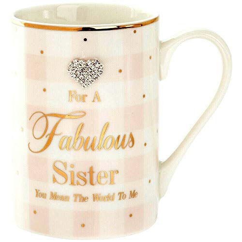 Mad Mugs Taza de Regalo de Temporada de Bling Hermana Fabulosa Significas el Mundo para mí con corazón de Estilo Diamante