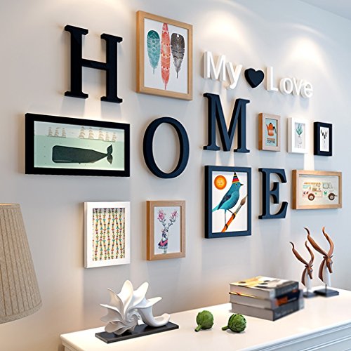 Madera Foto Muro, Creativa Moderna Simple Salón Restaurante Club Foto Marco Colgante Pared Decoración Combinada Dimensional Barra De Efecto Visual ( Color : D )