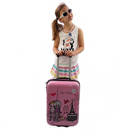 Madisson – Maleta de Cabina Rígida Kids 2 ruedas 50 cm, Rose (rosa) - F55018 LOVE PARIS