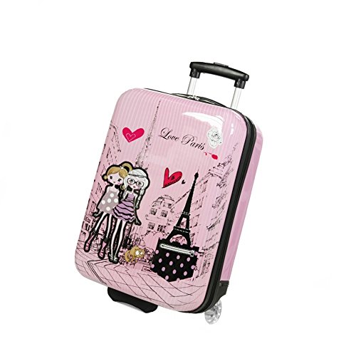 Madisson – Maleta de Cabina Rígida Kids 2 ruedas 50 cm, Rose (rosa) - F55018 LOVE PARIS