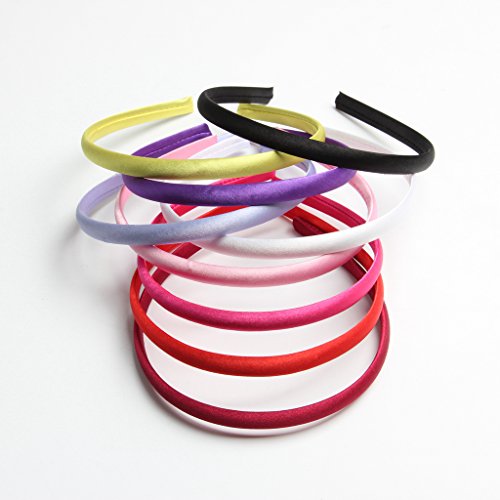 MagiDeal 10 Unids Mujeres Niñas Satén Llanura Diadema Alicia Ban Venda del Pelo DIY Accesorios Costura - Mezclado