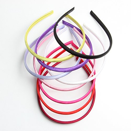 MagiDeal 10 Unids Mujeres Niñas Satén Llanura Diadema Alicia Ban Venda del Pelo DIY Accesorios Costura - Mezclado
