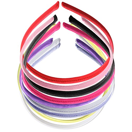 MagiDeal 10 Unids Mujeres Niñas Satén Llanura Diadema Alicia Ban Venda del Pelo DIY Accesorios Costura - Mezclado