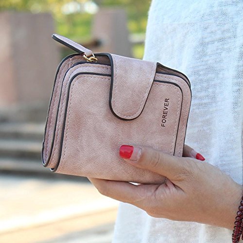 Majome Mujer dama chica corto monedero PU hebilla Vintage durable para moneda de tarjeta de dinero