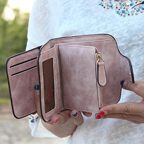 Majome Mujer dama chica corto monedero PU hebilla Vintage durable para moneda de tarjeta de dinero