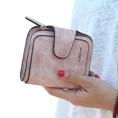 Majome Mujer dama chica corto monedero PU hebilla Vintage durable para moneda de tarjeta de dinero