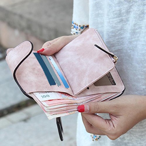 Majome Mujer dama chica corto monedero PU hebilla Vintage durable para moneda de tarjeta de dinero