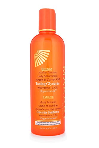 Makari Extrema Zanahoria y Aceite de Argán de la Piel Tonificación Glicerina 16oz - Lightening & Apriete Humectante para Rostro y Cuerpo con Organiclarinetm, Whitening Tratamiento para Manchas oscuras