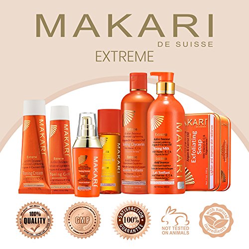 Makari Extrema Zanahoria y Aceite de Argán de la Piel Tonificación Glicerina 16oz - Lightening & Apriete Humectante para Rostro y Cuerpo con Organiclarinetm, Whitening Tratamiento para Manchas oscuras