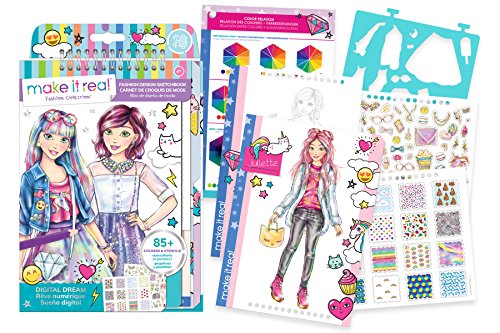 Make It Real 3203 diseño de Moda Sketchbook: Digital Dream. Diseño de Moda Inspirada Libro para Colorear para Chicas
