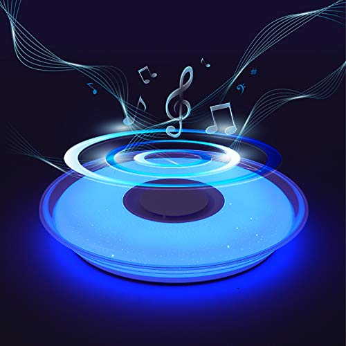 MAKELONG Iluminación de techo de interior,36 450mm 3000lm,Plafonnier Plafón LED Lámpara de Techo con Altavoz Bluetooth, 3000-6500K + RGB ajustable candelabro, Modo de luz nocturna,APP Disponible