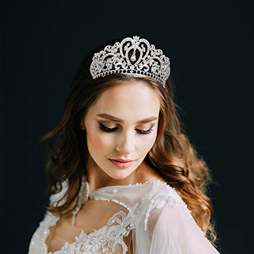 Makone Tiara Corona de Cristal con Diamantes de imitación Peine para Corona Nupcial Proms de Boda desfiles Princesas Fiesta de cumpleaños (Peine Estilo-6)