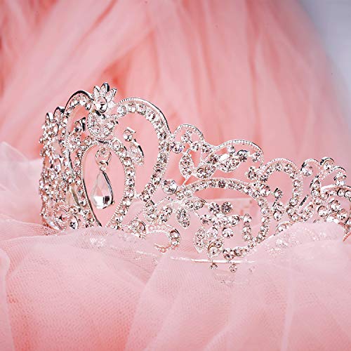 Makone Tiara Corona de Cristal con Diamantes de imitación Peine para Corona Nupcial Proms de Boda desfiles Princesas Fiesta de cumpleaños (Peine Estilo-6)
