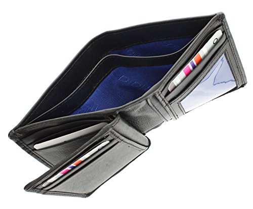 Mala Leather Colección Origin Cartera Compacta Bi-Fold de Cuero con Protección RFID 172_5 Negro