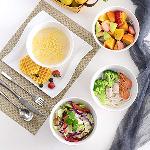 Malacasa, serie Regular, 4 piezas Juego de Cuencos 7", Vajilla de Porcelana Cuencos de Sopa/Cereales Tazon para Arroz