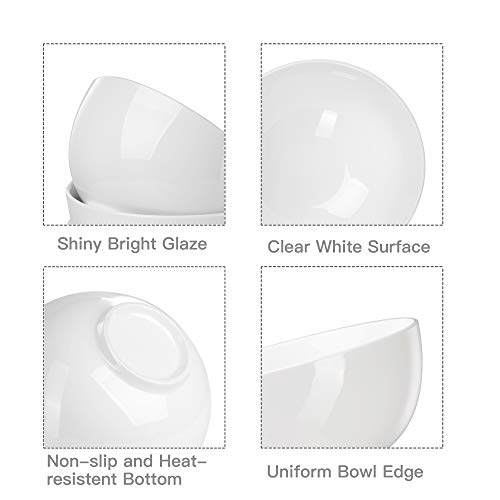 Malacasa, serie Regular, 4 piezas Juego de Cuencos 7", Vajilla de Porcelana Cuencos de Sopa/Cereales Tazon para Arroz