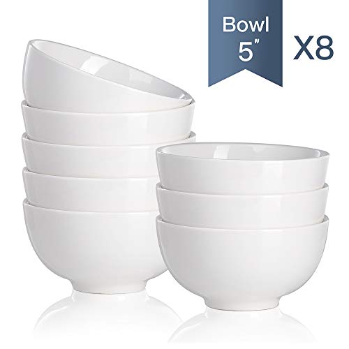 Malacasa, Serie Regular, Juego de Cuenco de 8 Piezas Vajilla de Porcelana de 5" Cuenco de Cereal (12.5 * 12.5 * 6.5cm)