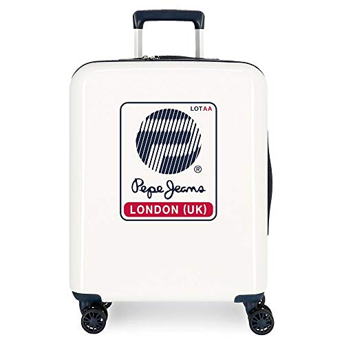 Maleta de cabina Pepe Jeans Luggage London Blanca rígida 55cm