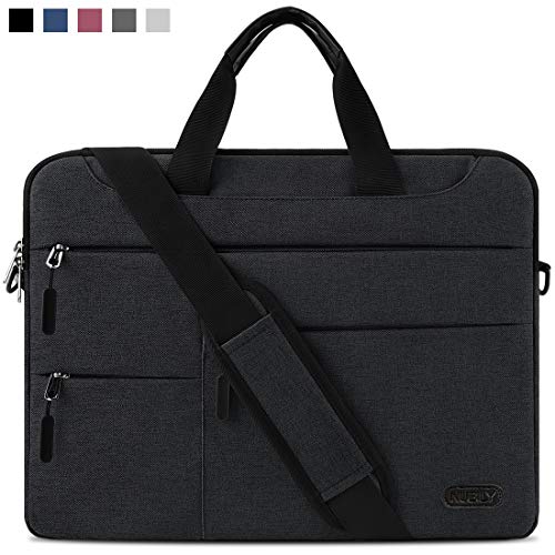 Maletin Ordenador Portatil 15,6 Pulgadas Hombre Mujer Bolso Bandolera Impermeable para portátiles Protectora Compatible Trabajo Grande Bolsa Gris Negro