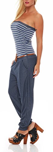 Malito Jumpsuit en el Marine Diseño Body Catsuit Playsuit Casual 9650 Mujer Talla Única (Color de Tejano)
