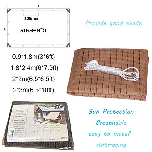 Malla para Sombra Jardin, con Ojales Vela De Sombra, para Patio De Coches Planta De Invernadero,Tela De Sombra para Exteriores, Malla Sombra Café Color 0.9x1.8/1.8x2.4/2x2/2x3m