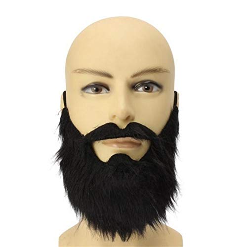 Mallalah Divertido disfraz de fiesta Hombre Hombre Barba de Halloween Disfraz de pelo facial Juego Bigote negro de calidad superior