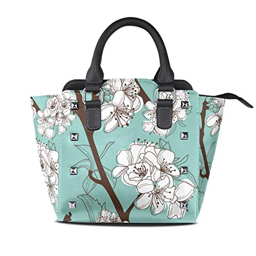 MALPLENA - Bolso de mano con patrón de flores de ciruela