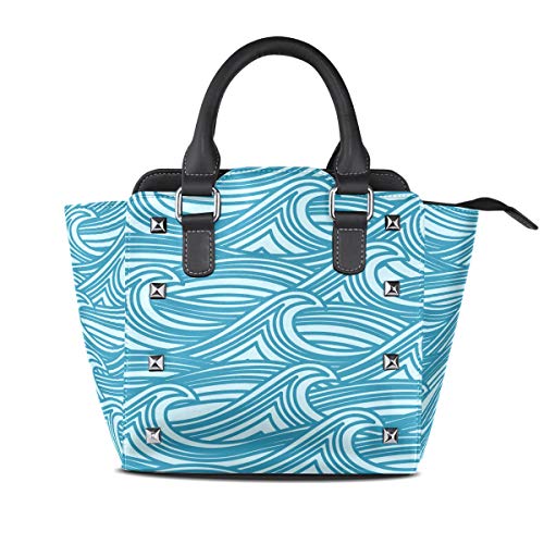 MALPLENA - Bolso de mano de trabajo minimalista, diseño de ondas marinas