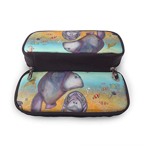 Manatí Charm Kawaii Madre Patrón temático Mini escuela Estuche para lápices Estuche para lápices de oficina Estuche para lápices con cremallera Conjunto de bolsa de cuero Pu Cremallera