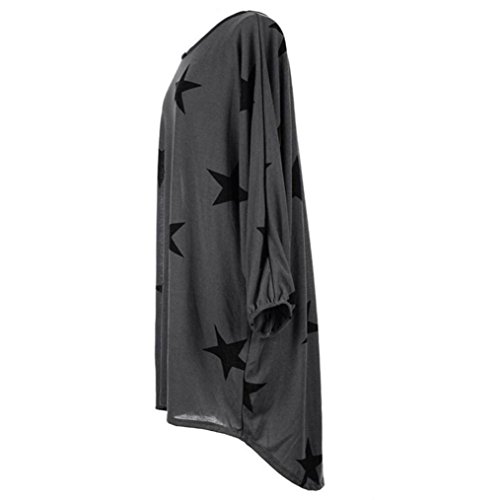 Manga del murc Mujer, Covermason Las Mujeres Batwing Manga Estrellas impresión Baggy Tops Blusa(3XL,Gris)