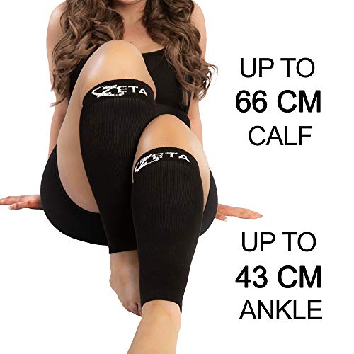 Manga Zeta XXL Extra Ancha para la Compresión de las Pantorrillas, Soporte Gradual Cómodo, Previene la Inflamación, Dolor, Edema, TVP, Manguitos Grandes, se Estira 66 Centímetros, Unisex