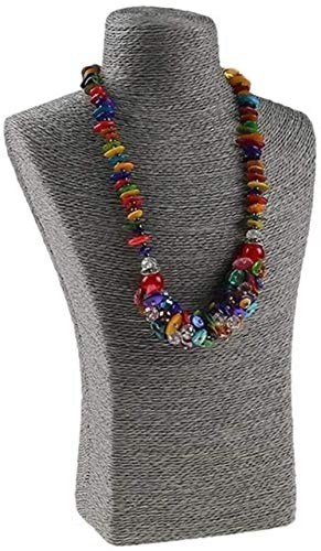 Maniquí Ajustable Exhibición de la joyería 29 * 18 cm de cáñamo Cuerda Collar de PVC Soporte de exhibición de Jewellry de la joyería del Busto del maniquí Cuello (Color : Grey)