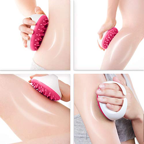 Manopla masajeador y removedor de celulitis, cepillo suave para celulitis, masajeador corporal, removedor de celulitis, adelgazante, exfoliante relajante (rosa)